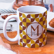 Monogrammed boho style colorful geometric pattern