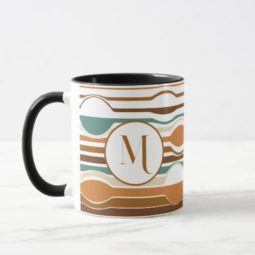Monogrammed boho style colorful geometric pattern mug