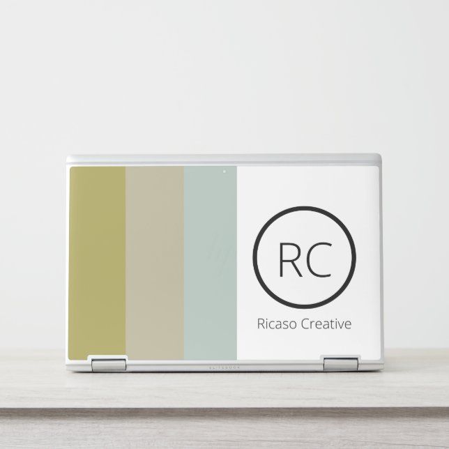 Monogrammed Bold Colorful Panels Personalized HP Laptop Skin (Front)