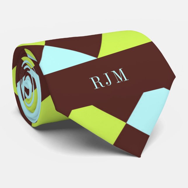 Monogrammed Bold Diamond Pattern Neck Tie (Rolled)
