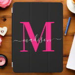 Monogrammed Bold Pink & Black Elegant Girly iPad Air Cover<br><div class="desc">Upgrade your iPad Air with our Modern Clean Black & Bold Pink Monogram Initials Name iPad Air Cover. Featuring a sleek black design adorned with striking bold pink monogram initials, this cover combines modernity with personalized flair. Protect your device in style and make a bold statement with this chic and...</div>