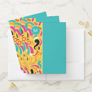 Monogrammed Boldy Colored Abstract Pocket Folder