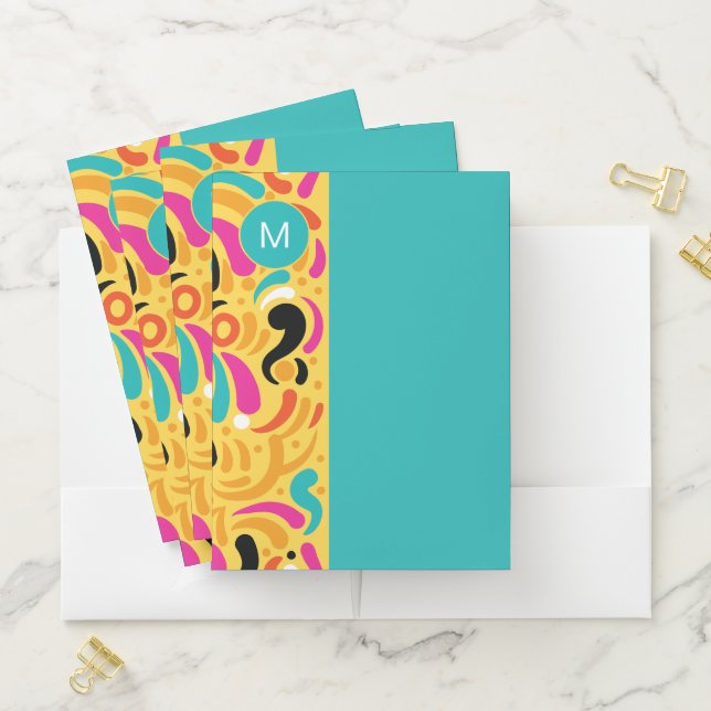 Monogrammed Boldy Colored Abstract Pocket Folder (In Situ)