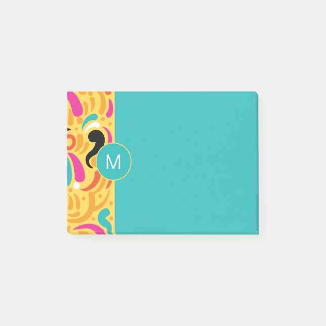 Monogrammed Boldy Colored Abstract Post-it Notes (Front)