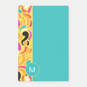 Monogrammed Boldy Colored Abstract Post-it Notes