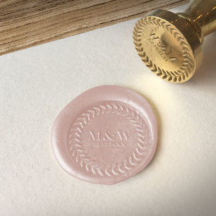 Monogrammed Botanical Greenery wedding invites  Wax Seal Stamp