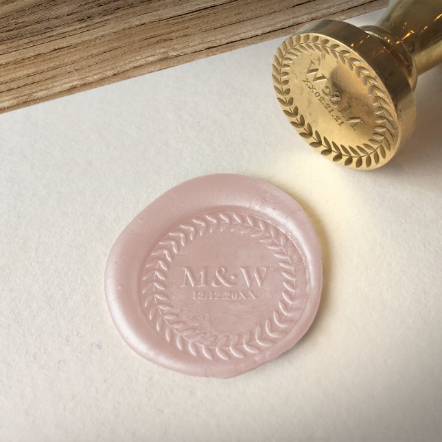 Monogrammed Botanical Greenery wedding invites  Wax Seal Stamp (Creator Uploaded)
