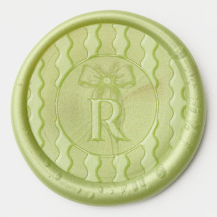 Monogrammed Bow with Pine Boughs Striped Wax Seal Sticker