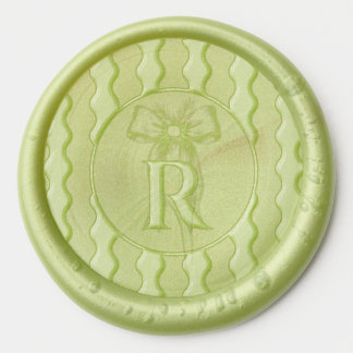 Monogrammed Bow with Pine Boughs Striped Wax Seal Sticker