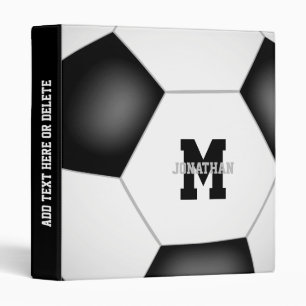 monogrammed boys girls sports soccer 3 ring binder