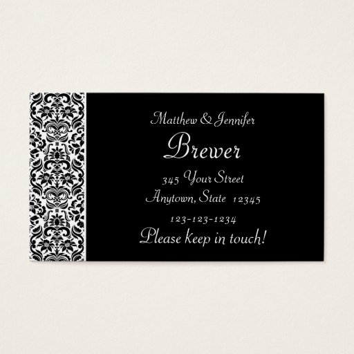 Customizable Bride and Groom Contact Information Card Business Card Templates