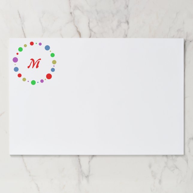 Monogrammed Bright, Colorful Geometric Circle Art Paper Pad (Front)