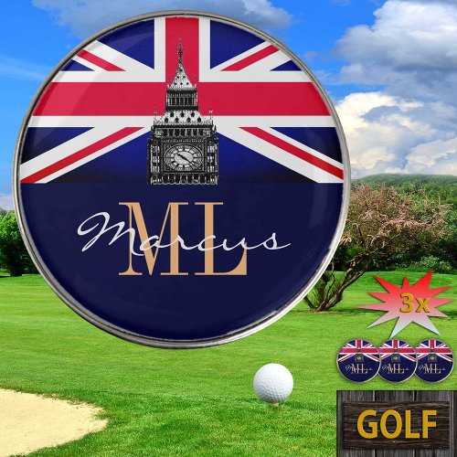 Monogrammed British Flag  United Kingdom Golf UK Golf Ball Marker