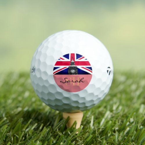 Monogrammed British Flag  United Kingdom UK Golf Golf Balls