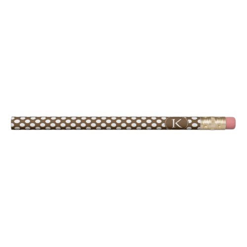 Monogrammed Brown and White Polka Dot Pencil