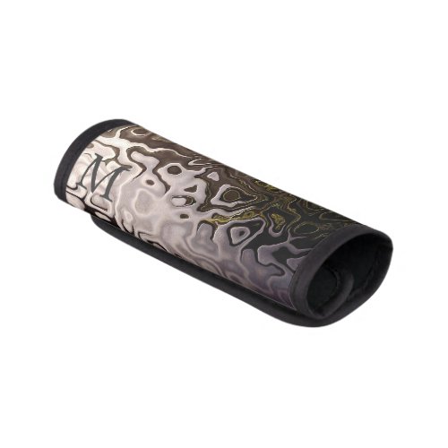 Monogrammed Brown Grey Shimmering Snakeskin Effect Luggage Handle Wrap