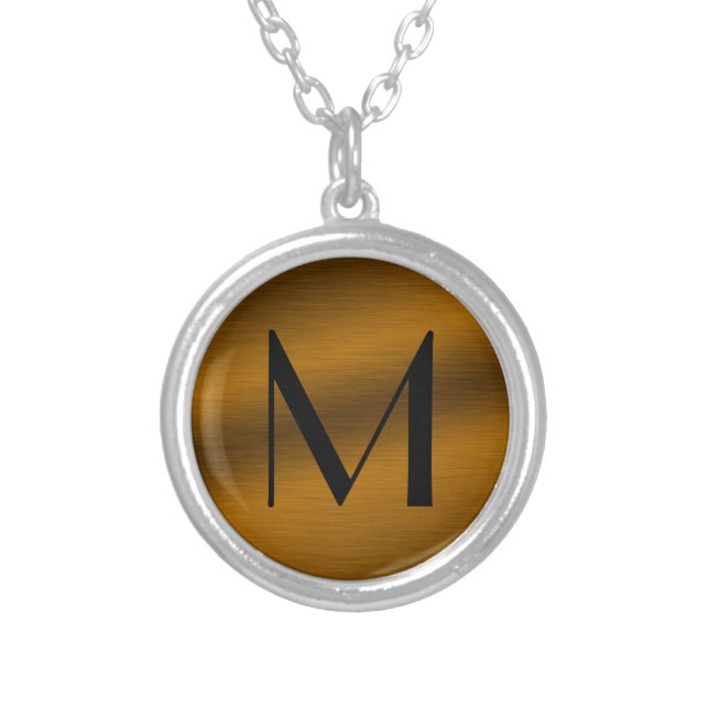 Monogrammed Brushed Bronze Necklace (Front)
