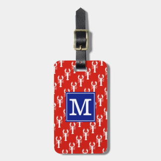 Monogrammed BS Lobsters Red Luggage Tag
