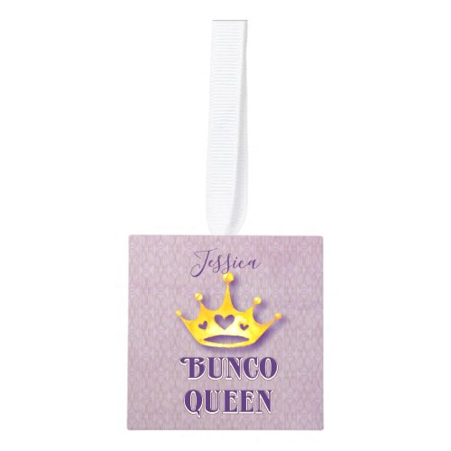 Monogrammed Bunco Player Queen Crown Cube Ornament