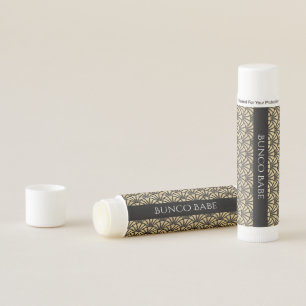 Monogrammed Bunco Prize Gold Black Deco Lip Balm