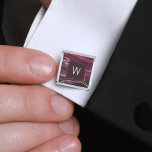 Monogrammed Burgundy Agate Silver Square Cufflinks<br><div class="desc">These elegant cufflinks feature a burgundy watercolor agate geode design with silver faux glitter highlights. Personalize them with his monogram initial in silver gray text on a burgundy square.They coordinate with our burgundy and silver agate wedding suite. Also available in round shape. They make great gifts for your groomsmen!</div>