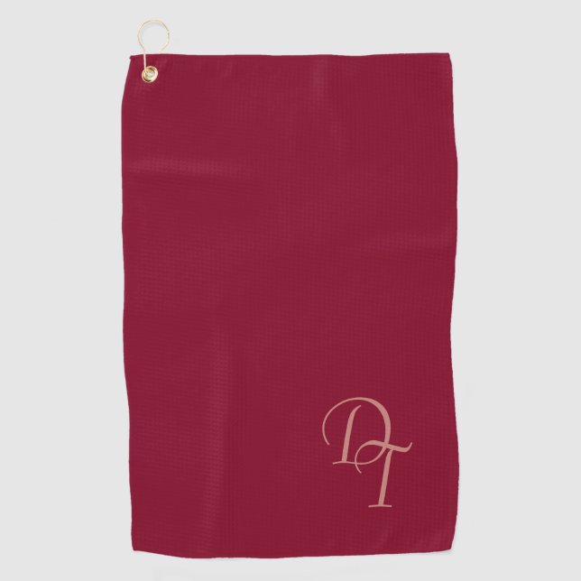 Monogrammed -  burgundy color golf towel (Front)