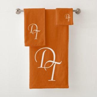 Monogrammed -  burnt orange bath towel set