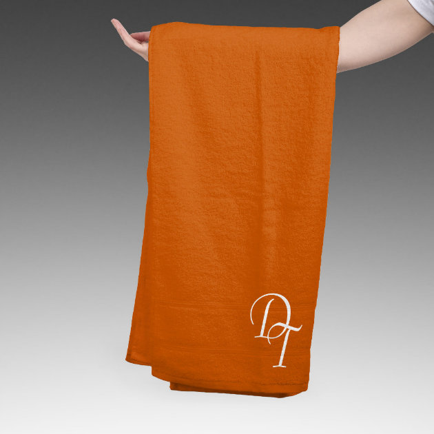 Monogrammed burnt orange bath towel set Zazzle