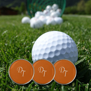 Monogrammed - burnt orange golf ball marker