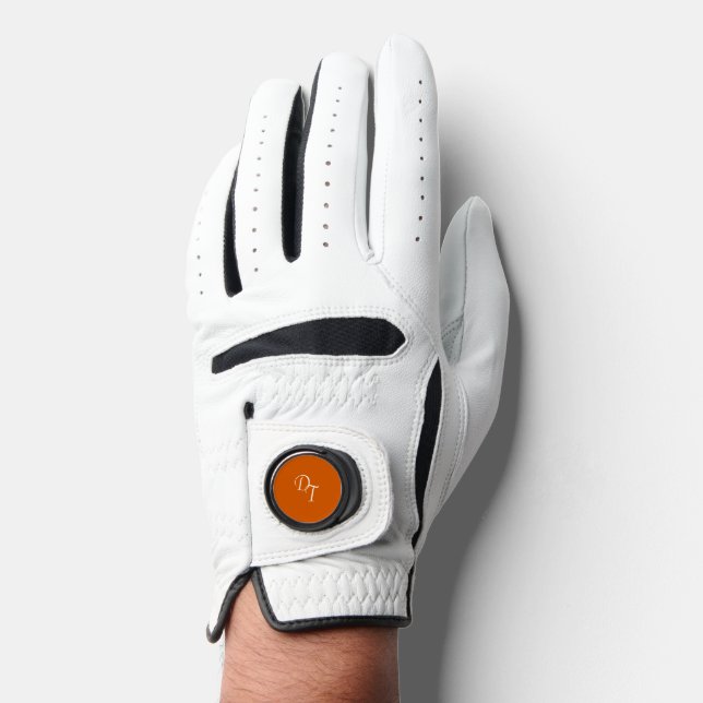 Monogrammed -  burnt orange  golf glove (Front)