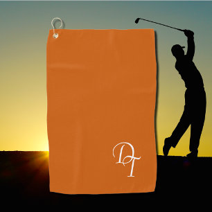 Monogrammed - burnt orange golf towel