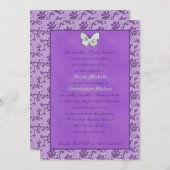 Monogrammed Butterfly on Purple Wedding Invitation (Front/Back)