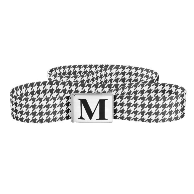 Monogrammed BW Houndstooth Belt (Zig-Zag)