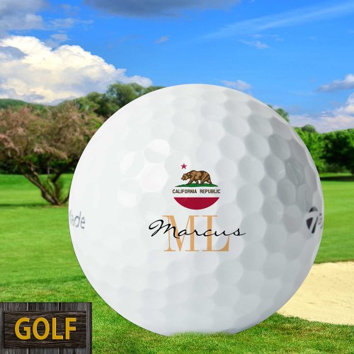 Monogrammed Californian Flag  California USA Golf Balls