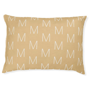 Monogrammed camel khaki custom initial letter pet bed