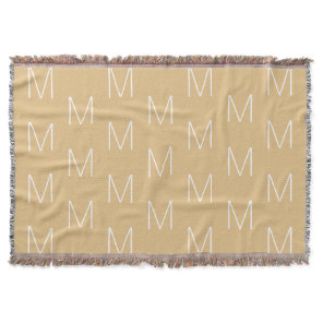 Monogrammed camel khaki custom initial letter throw blanket