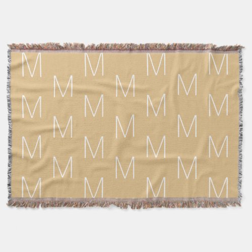 Monogrammed camel khaki custom initial letter throw blanket