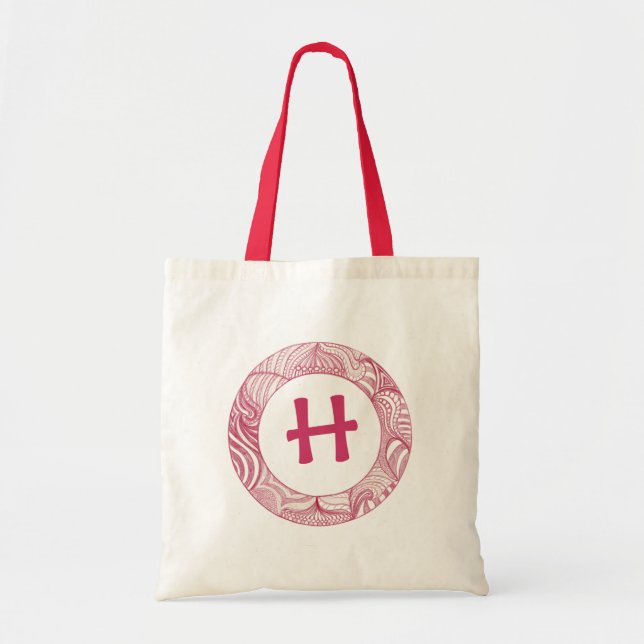 Monogrammed canvas bags, violet tote bag (Front)