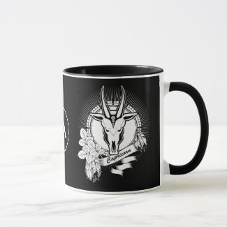 Monogrammed Capricorn Zodiac Sign Black and White Mug