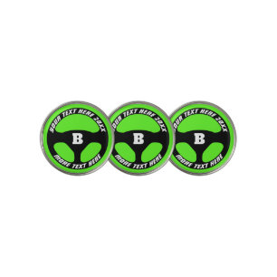 Monogrammed car steering wheel neon green custom golf ball marker