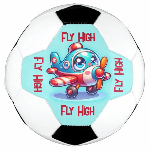 Monogrammed Cartoon plane blue  Soccer Ball