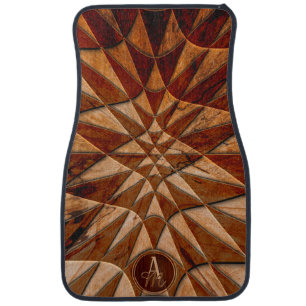 Monogrammed Carved Wood Elegance Car Floor Mat