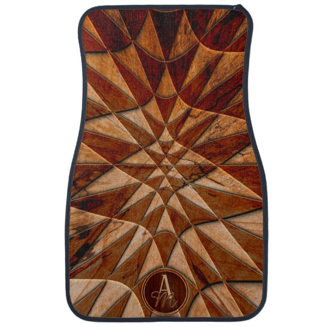 Monogrammed Carved Wood Elegance Car Floor Mat (Front)
