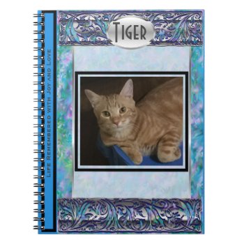 Monogrammed Cat Photo Book W Blue Garden Filligre by theWritingDesk at Zazzle