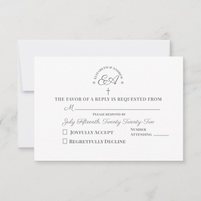 Monogrammed Catholic RSVP Card (Front)