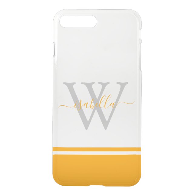 Monogrammed Cell Phone Case Orange Script Name (Back)