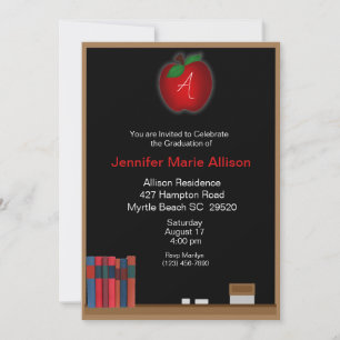 Monogrammed Chalkboard Teacher Graduation Invite