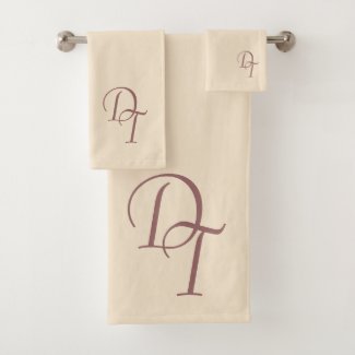 Monogrammed -  champagne color bath towel set