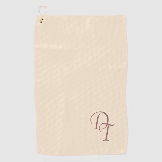 Monogrammed -  champagne color  golf towel (Front)