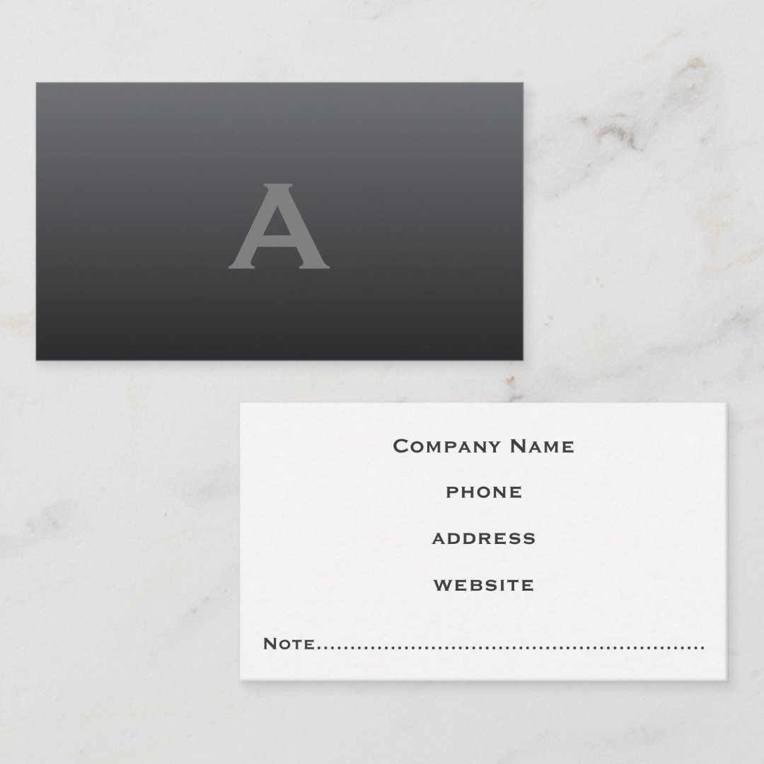Monogrammed Charcoal Business Card (Front/Back)